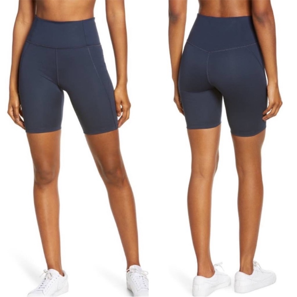 Girlfriend Collective NWT High Rise Biker‎ Shorts Women's XS Navy Blue Workout